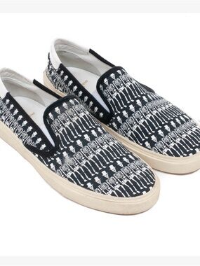 Saint Laurent YSL Skeleton Slip-On Sneakers Black Cream Size 40 (US 9)
